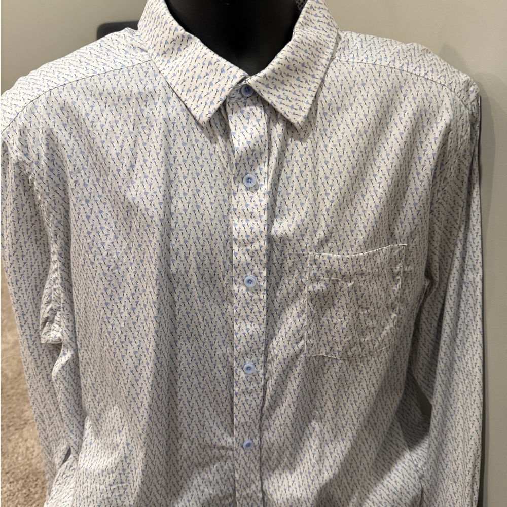 Johnston & Murphy White and Blue Patterned Shirt